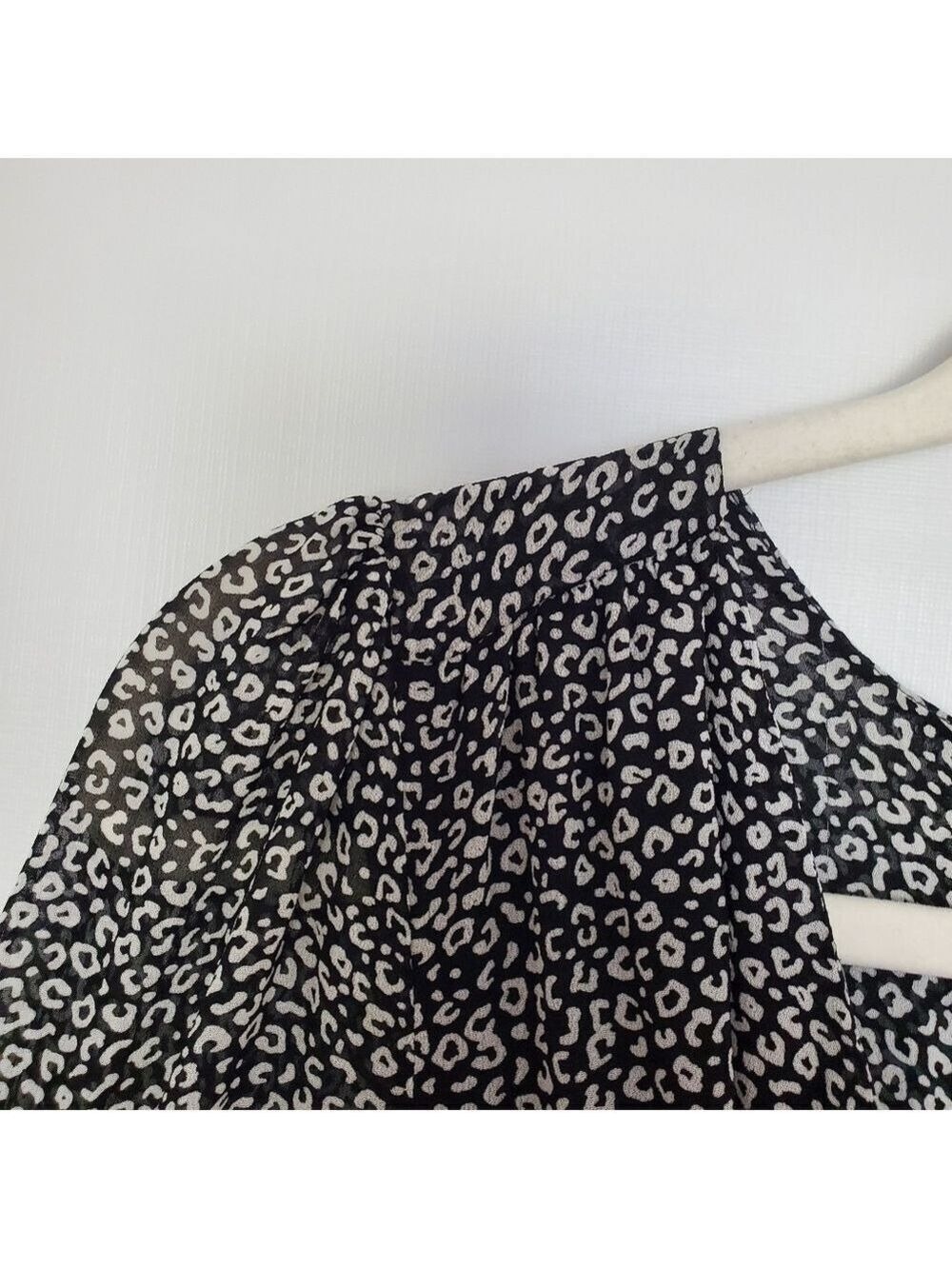 ANTHROPOLOGIE MAEVE 'CAROLYN' DRESS MINI LEOPARD PRINT BLK WHT WOMENS (XS) - Picture 8 of 15
